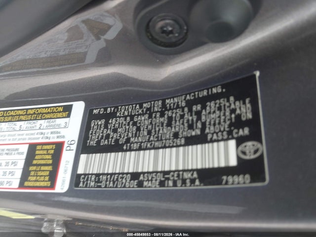 Aukcja sprzedaży 2017 Toyota Camry Le, vin: 4T1BF1FK7HU705268, numer aukcji: 45849853
