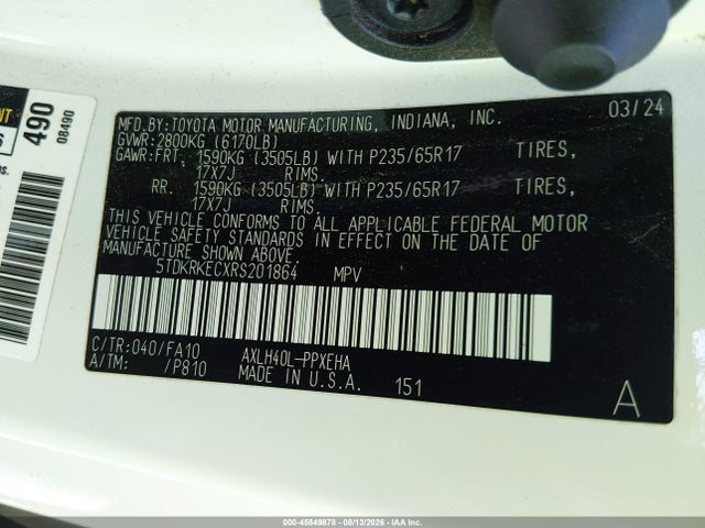 Toyota SIENNA LE 2024 5TDKRKECXRS201864 Image 9