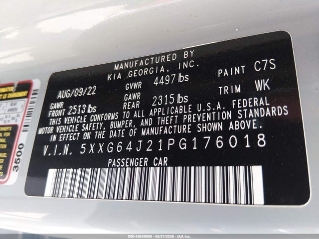 Продажа на аукционе авто 2023 Kia K5 Gt-line, vin: 5XXG64J21PG176018, номер лота: 45849890