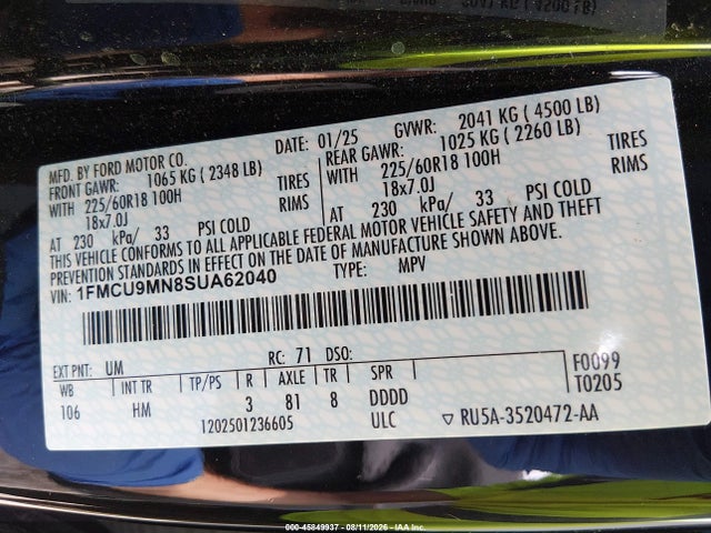Ford Escape St-line 2025 1FMCU9MN8SUA62040 Image 9