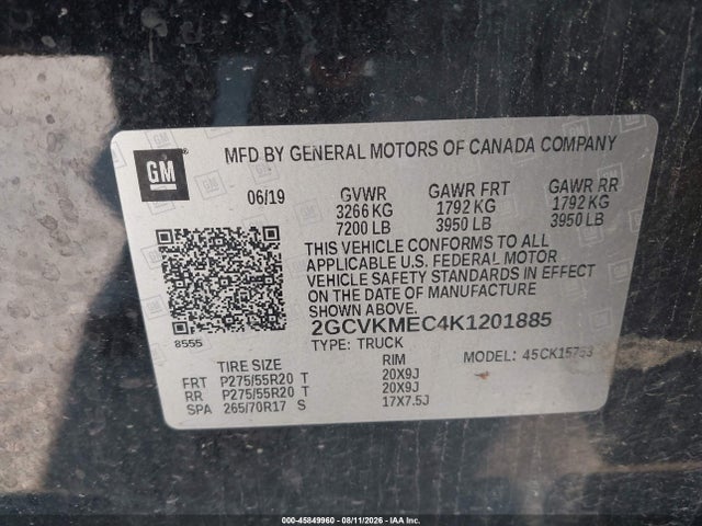 Продажа на аукционе авто 2019 Chevrolet Silverado 1500 Ld Silverado Custom, vin: 2GCVKMEC4K1201885, номер лота: 45849960