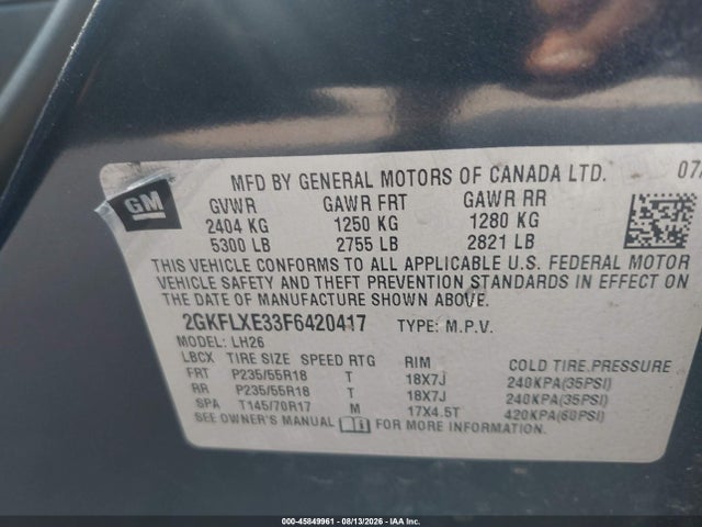 2015 Gmc Terrain Slt-1 მანქანა იყიდება აუქციონზე, vin: 2GKFLXE33F6420417, აუქციონის ნომერი: 45849961
