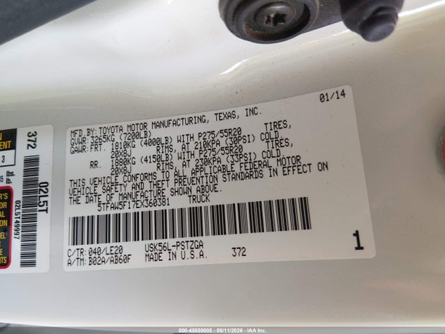 5TFAW5F17EX360381 Toyota Tundra Platinum 5.7l V8