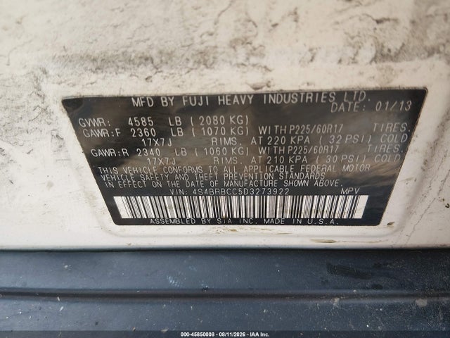 Продаж на аукціоні авто 2013 Subaru Outback 2.5i Premium, vin: 4S4BRBCC5D3273922, номер лоту: 45850008