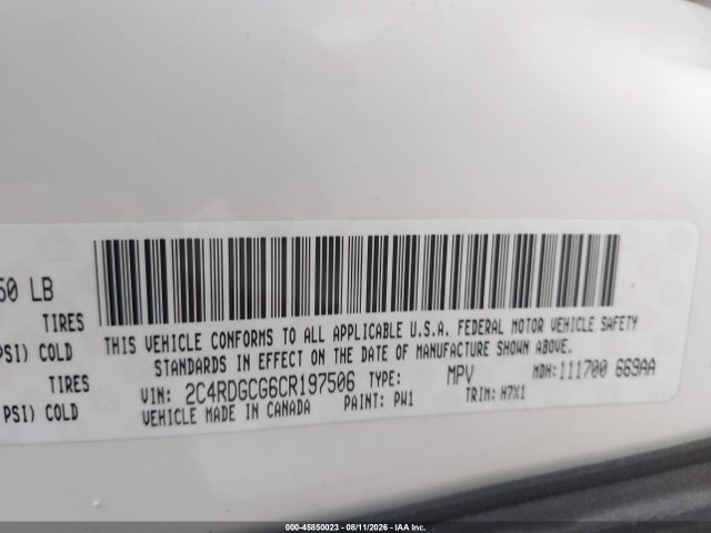 Продаж на аукціоні авто 2012 Dodge Grand Caravan Sxt, vin: 2C4RDGCG6CR197506, номер лоту: 45850023