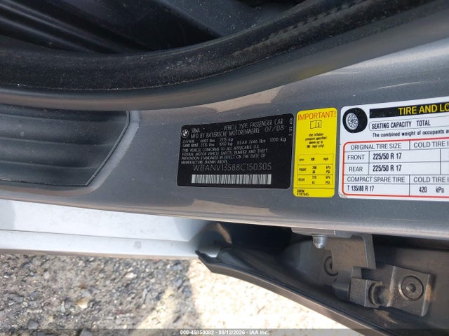 45850082 :رقم المزاد ، WBANV13588C150305 vin ، 2008 Bmw 528xi مزاد بيع