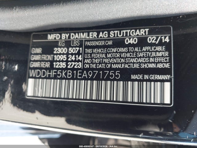 Auction sale of the 2014 Mercedes-benz E 350, vin: WDDHF5KB1EA971755, lot number: 45850147