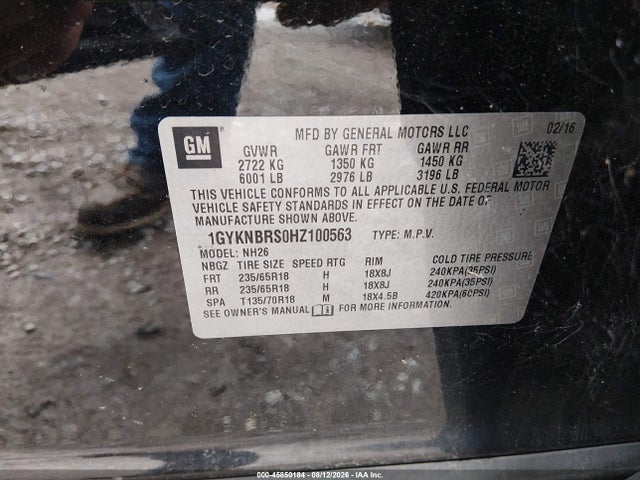 Продаж на аукціоні авто 2017 Cadillac Xt5 Luxury, vin: 1GYKNBRS0HZ100563, номер лоту: 45850184
