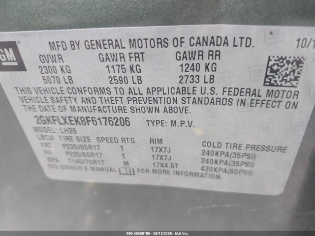 Продаж на аукціоні авто 2015 Gmc Terrain Slt-1, vin: 2GKFLXEK8F6176206, номер лоту: 45850186