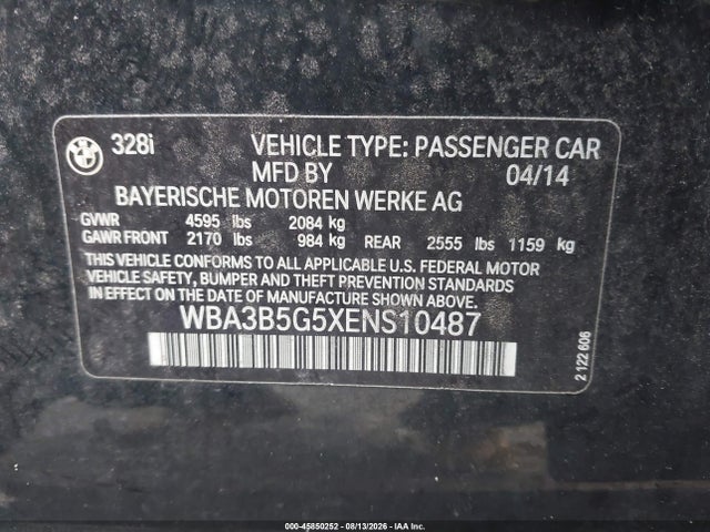 Aukcja sprzedaży 2014 Bmw 328i Xdrive, vin: WBA3B5G5XENS10487, numer aukcji: 45850252