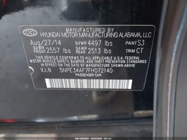 Aukcja sprzedaży 2015 Hyundai Sonata Limited, vin: 5NPE34AF7FH072140, numer aukcji: 45850291