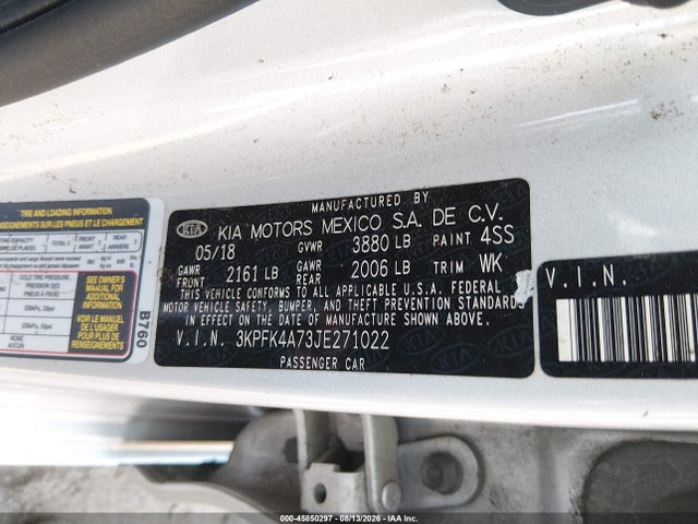 Aukcja sprzedaży 2018 Kia Forte Lx, vin: 3KPFK4A73JE271022, numer aukcji: 45850297