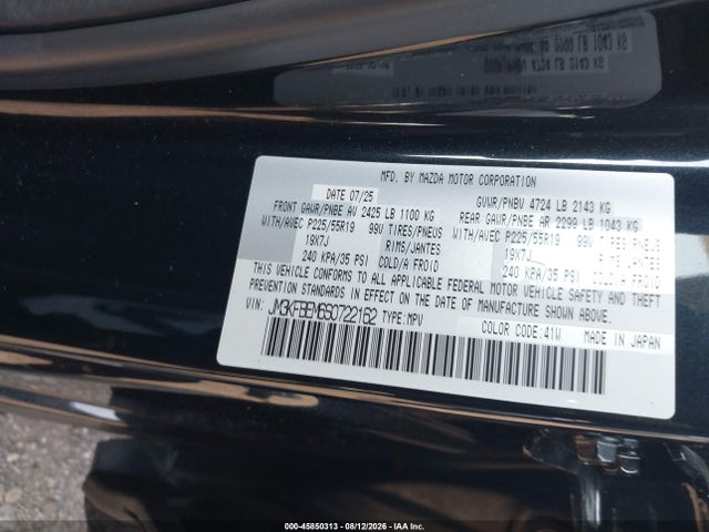 Aukcja sprzedaży 2025 Mazda Cx-5 2.5 S Premium Plus, vin: JM3KFBEM6S0722162, numer aukcji: 45850313