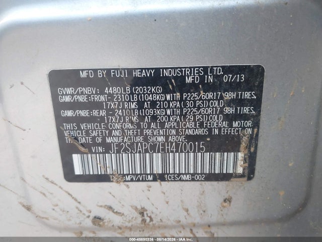 45850336 :رقم المزاد ، JF2SJAPC7EH470015 vin ، 2014 Subaru Forester 2.5i Touring مزاد بيع