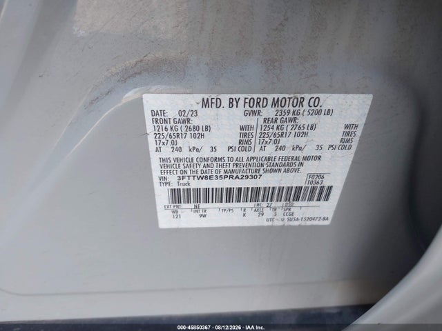 Aukcja sprzedaży 2023 Ford Maverick Xl, vin: 3FTTW8E35PRA29307, numer aukcji: 45850367