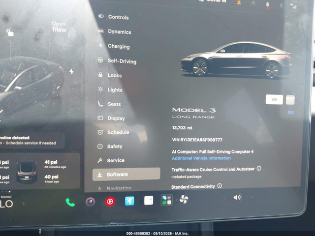 2025 Tesla Model 3 Long Range Rear-wheel Drive/standard Rear-wheel Drive მანქანა იყიდება აუქციონზე, vin: 5YJ3E1EA6SF998777, აუქციონის ნომერი: 45850382