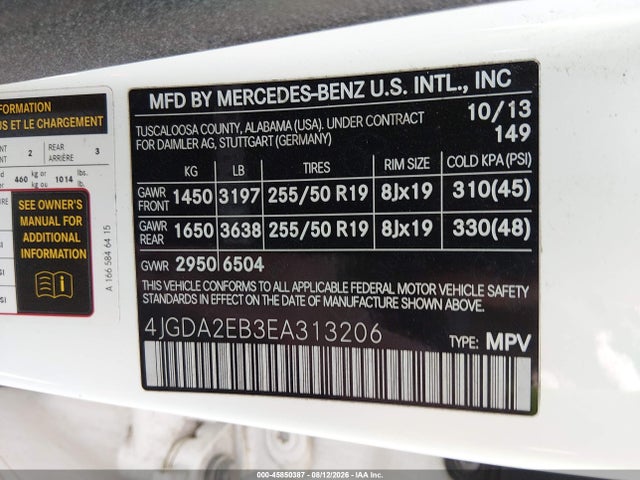 Продаж на аукціоні авто 2014 Mercedes-benz Ml 350 Bluetec 4matic, vin: 4JGDA2EB3EA313206, номер лоту: 45850387