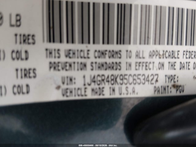 45850468 :رقم المزاد ، 1J4GR48K95C653427 vin ، 2005 Jeep Grand Cherokee Laredo مزاد بيع