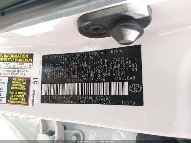 Aukcja sprzedaży 2024 Toyota Camry Le, vin: 4T1C11AK5RU222776, numer aukcji: 45850477