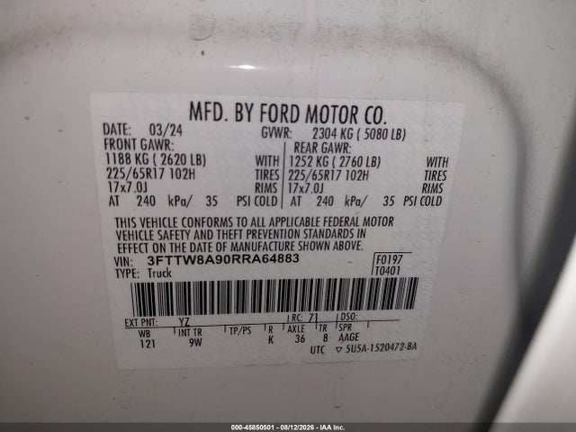 Ford Maverick Xl 2024 3FTTW8A90RRA64883 Image 9