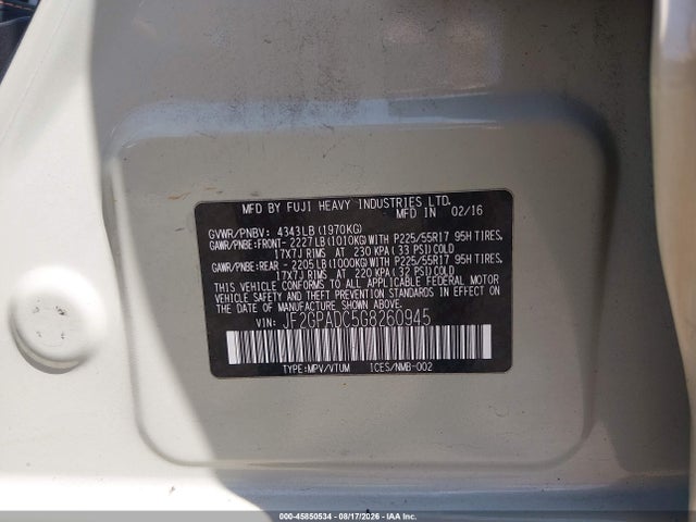 45850534 :رقم المزاد ، JF2GPADC5G8260945 vin ، 2016 Subaru Crosstrek 2.0i Premium مزاد بيع