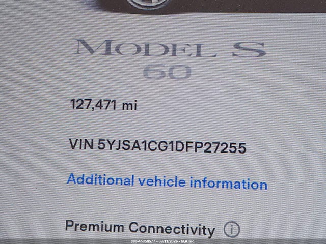Продажа на аукционе авто 2013 Tesla Model S, vin: 5YJSA1CG1DFP27255, номер лота: 45850577