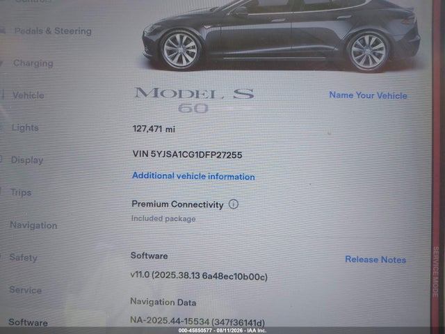 Продажа на аукционе авто 2013 Tesla Model S, vin: 5YJSA1CG1DFP27255, номер лота: 45850577