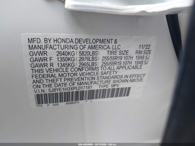 Aukcja sprzedaży 2023 Acura Mdx Standard, vin: 5J8YE1H3XPL017181, numer aukcji: 45850605