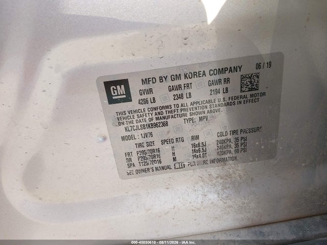 Chevrolet Trax Lt 2019 KL7CJLSB1KB962368 Image 9