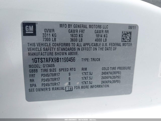 Aukcja sprzedaży 2011 Gmc Savana 1500 Work Van, vin: 1GTS7AFX9B1190456, numer aukcji: 45850653