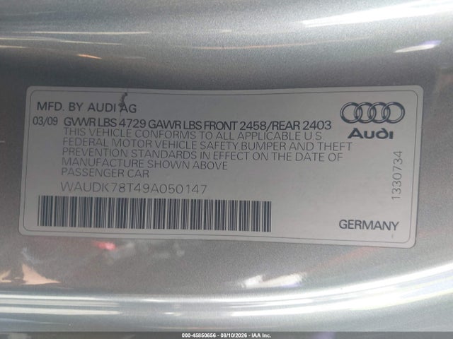 Продаж на аукціоні авто 2009 Audi A5 3.2l, vin: WAUDK78T49A050147, номер лоту: 45850656
