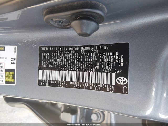 2021 Toyota Corolla Le მანქანა იყიდება აუქციონზე, vin: 5YFEPMAEXMP188220, აუქციონის ნომერი: 45850715