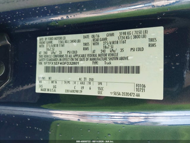 1FTFX1EF4GFD32801 Ford F-150 Xlt
