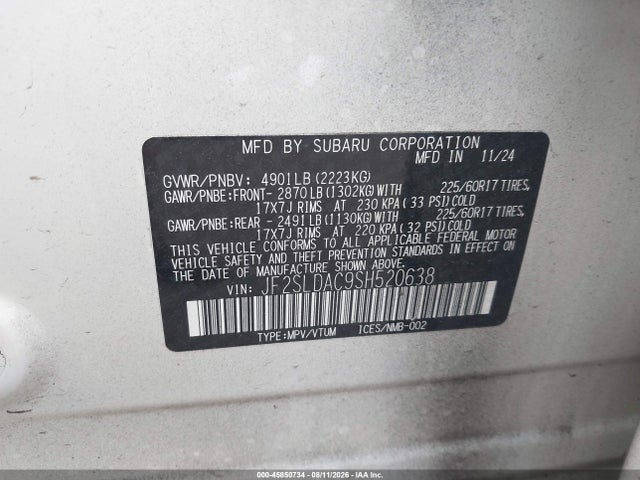 JF2SLDAC9SH520638 Subaru Forester