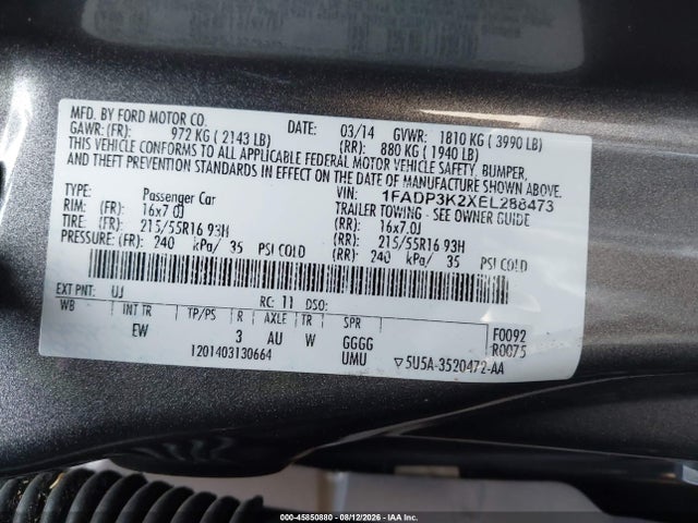 Ford FOCUS SE 2014 1FADP3K2XEL288473 Image 9