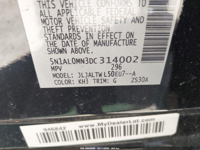 Продажа на аукционе авто 2013 Infiniti Jx35, vin: 5N1AL0MN3DC314002, номер лота: 45850890