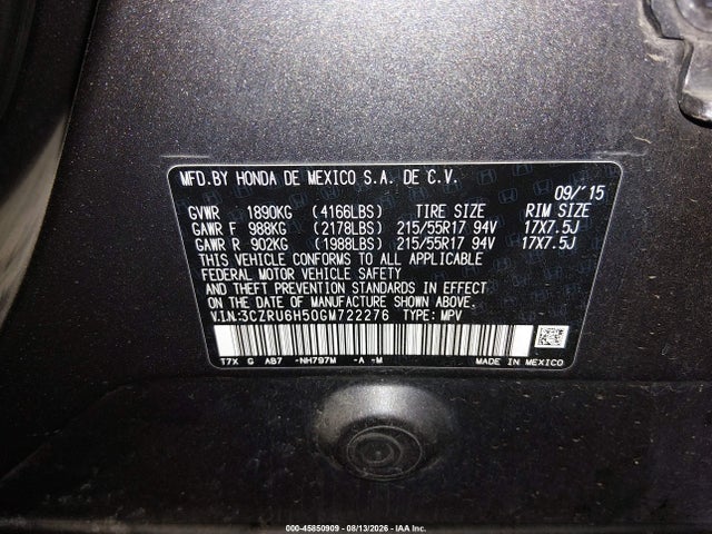 3CZRU6H50GM722276 Honda HR-V EX