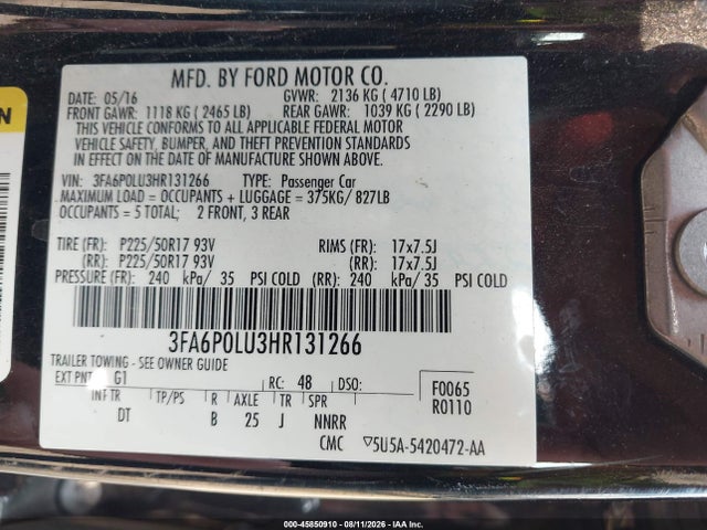 Ford Fusion Hybrid Se 2017 3FA6P0LU3HR131266 Image 9