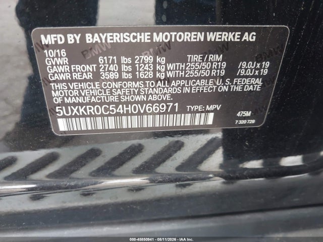 Aukcja sprzedaży 2017 Bmw X5 Xdrive35i, vin: 5UXKR0C54H0V66971, numer aukcji: 45850941