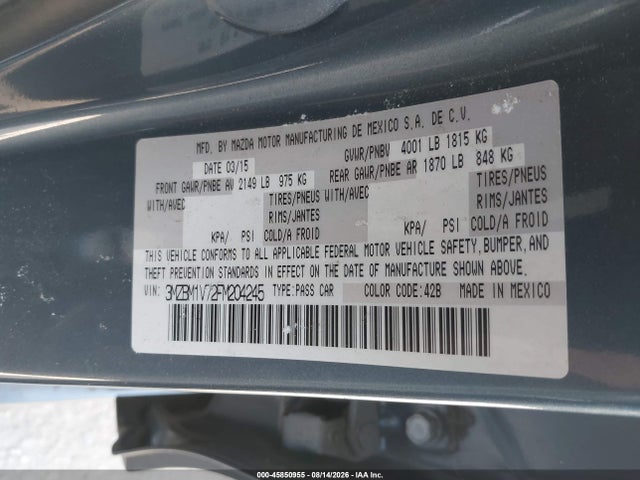 Mazda Mazda3 I Touring 2015 3MZBM1V72FM204245 Image 9