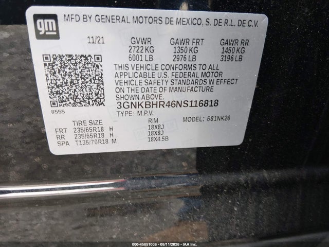 Продаж на аукціоні авто 2022 Chevrolet Blazer Awd 2lt, vin: 3GNKBHR46NS116818, номер лоту: 45851006