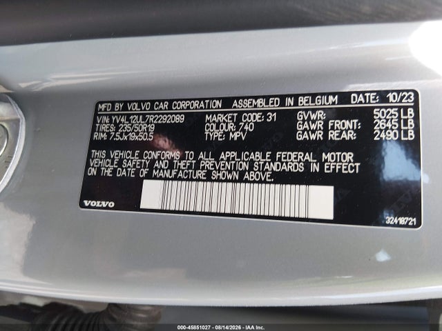 YV4L12UL7R2292089 Volvo Xc40 B5 Plus Dark Theme