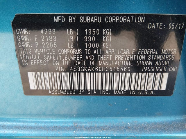 4S3GKAK60H3618560 Subaru Impreza 2.0i Sport