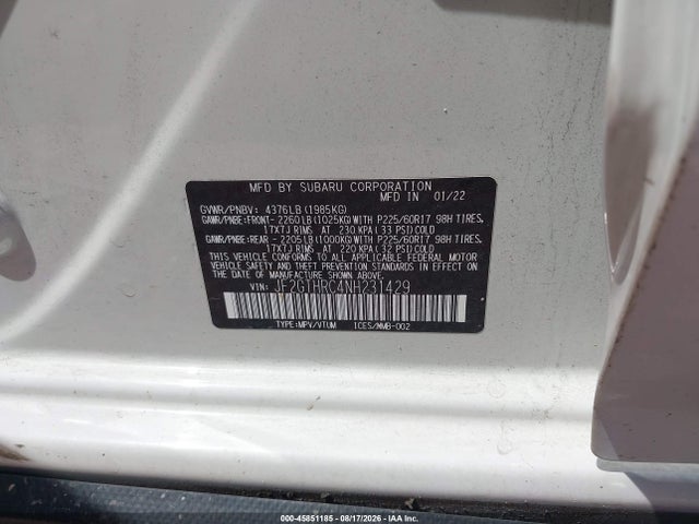 2022 Subaru Crosstrek Sport მანქანა იყიდება აუქციონზე, vin: JF2GTHRC4NH231429, აუქციონის ნომერი: 45851185