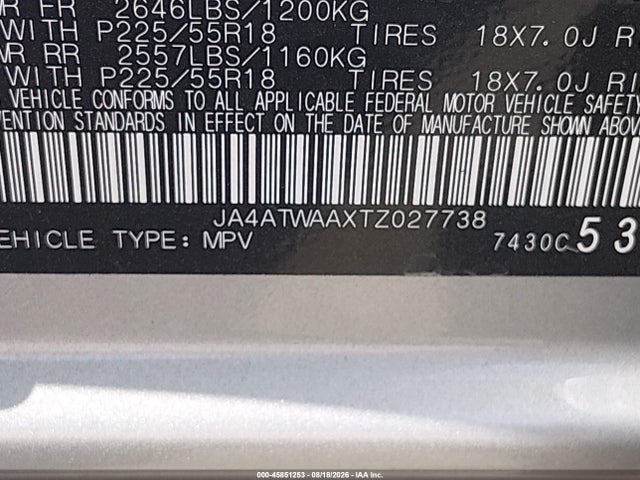 Продажа на аукционе авто 2026 Mitsubishi Eclipse Cross Black Edition S-awc/se S-awc/sel S-awc, vin: JA4ATWAAXTZ027738, номер лота: 45851253