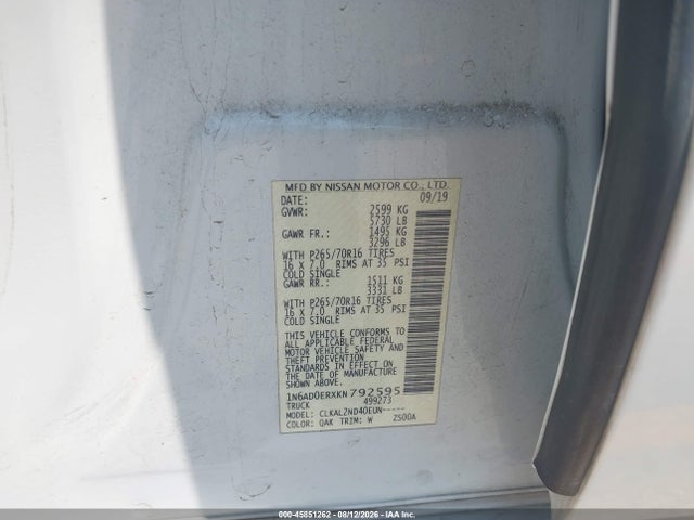 Nissan Frontier Sv 2019 1N6AD0ERXKN792595 Image 9