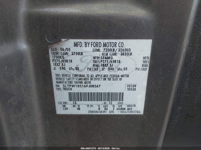 Продажа на аукционе авто 2006 Lincoln Mark Lt, vin: 5LTPW18516FJ08567, номер лота: 45851279