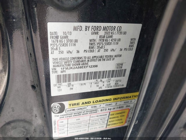 Продаж на аукціоні авто 2014 Ford Expedition El Limited, vin: 1FMJK2A58EEF12356, номер лоту: 45851286