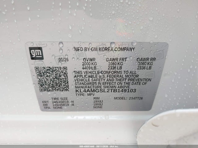 45851448 :رقم المزاد ، KL4AMGSL2TB149103 vin ، 2026 Buick Encore Gx Avenir Awd مزاد بيع