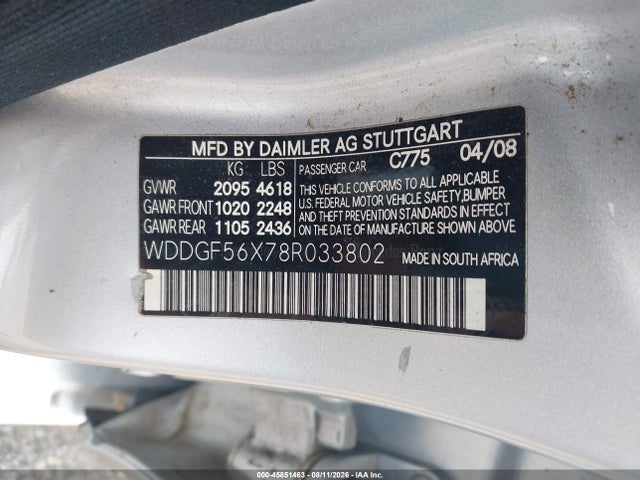 Продаж на аукціоні авто 2008 Mercedes-benz C 350 Sport, vin: WDDGF56X78R033802, номер лоту: 45851463